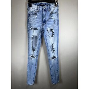 Womens Aero Aeropostale Distressed Super High Rise  Jegging Jeans - Sz 2 Regular